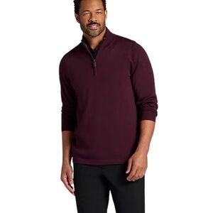 Joseph Abboud Burgundy Merino Wood 1/4 Zip Sweater Top NWT Size M